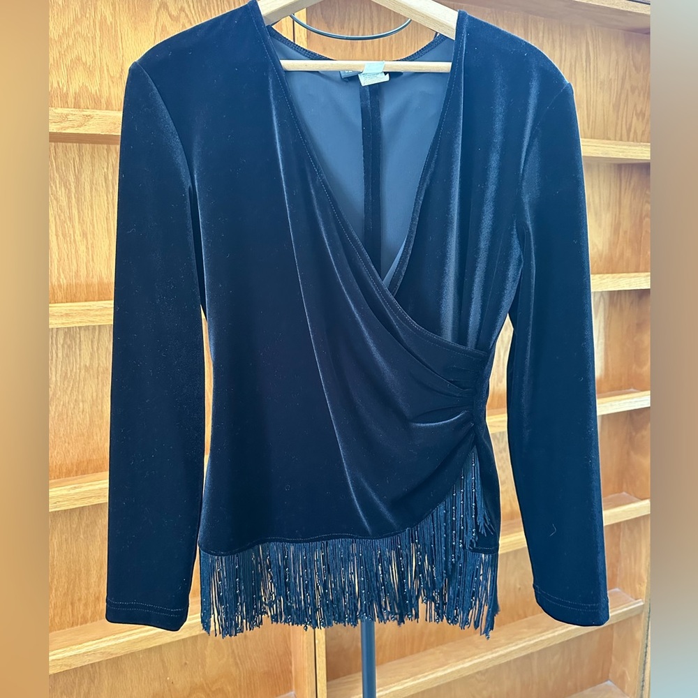 Vintage KM Collections elegant velvet black top
